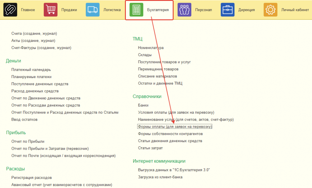Откройте в меню программы Откройте в меню программы